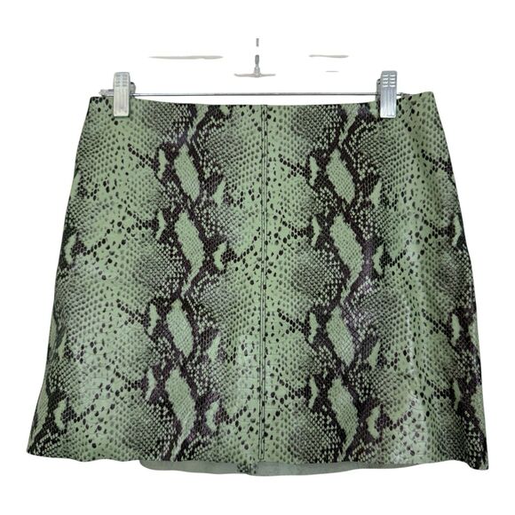 Alice Olivia Elana Snake Print Mini Skirt Size 6 Green Sage - Picture 2 of 10